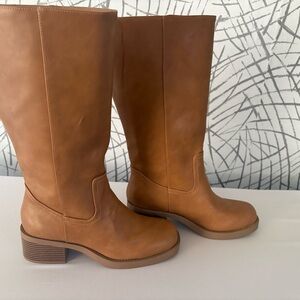 SODA Brown Knee High Riding Boot Square Toe Block Heel Women's Size 10